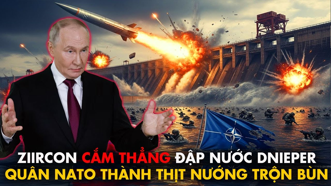 Nga phóng Zircon cắm thẳng Đập nước sông Dnieper, 100 nghìn lính NATO phơi xác trong bùn lầy.